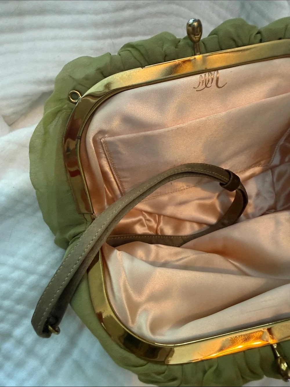 Vintage Morris Moskowitz Olive green clutch